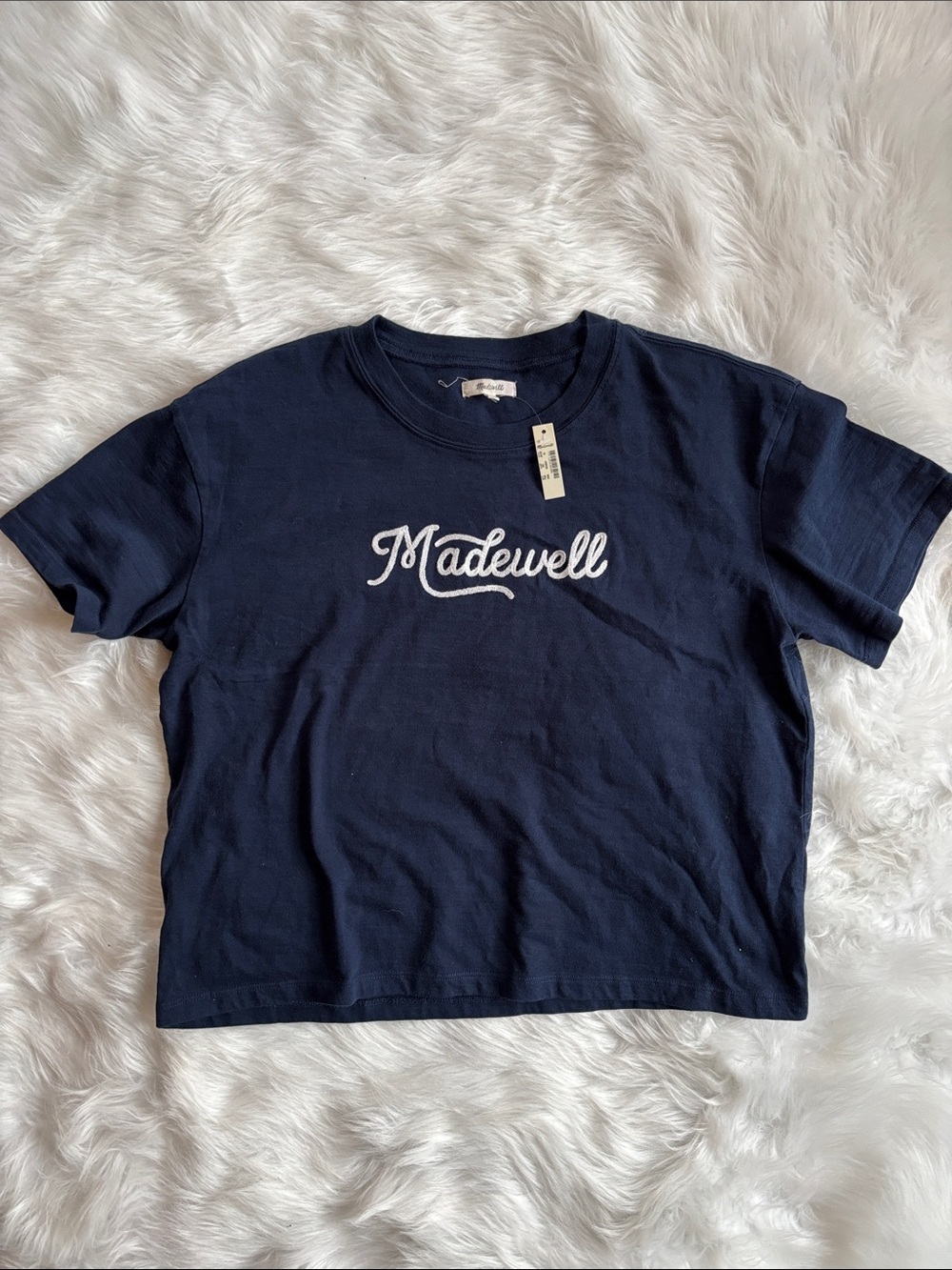 Madewell Navy Blue Short Sleeve Logo Tee XL NEW